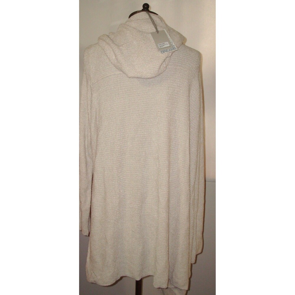 New NWT 1X barefoot dreams sand dune horizontal rib hood cardigan Sweater beige